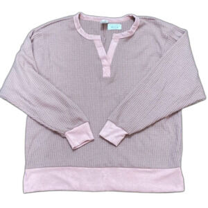 Sew In Love Waffle Knit Long Sleeve V Neck Sweater